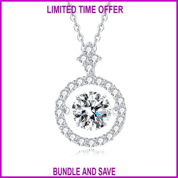 Moissanite Floating Pendant Necklace 925 Sterling Silver 1 Carat GRA Certified